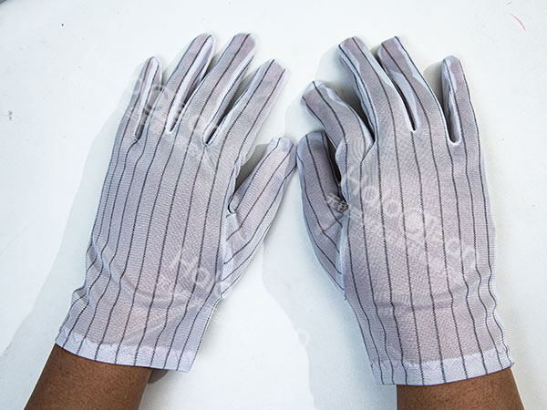 Double sided antistatic plastic gloves
